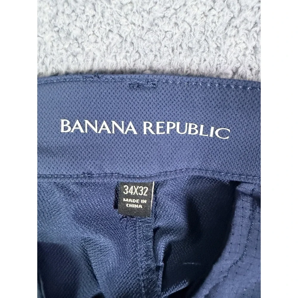 Banana Republic Pants Mens 34x32 Blue Performance Stretch Travel Golf Zip Pocket